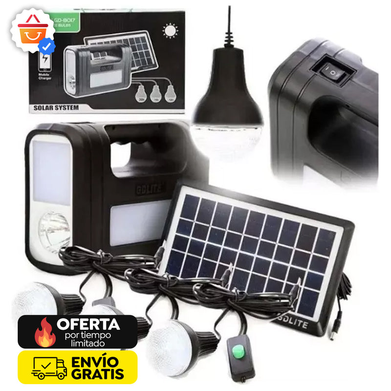 PANEL SOLAR RECARGABLE 3 BOMBILOS CAMPI
